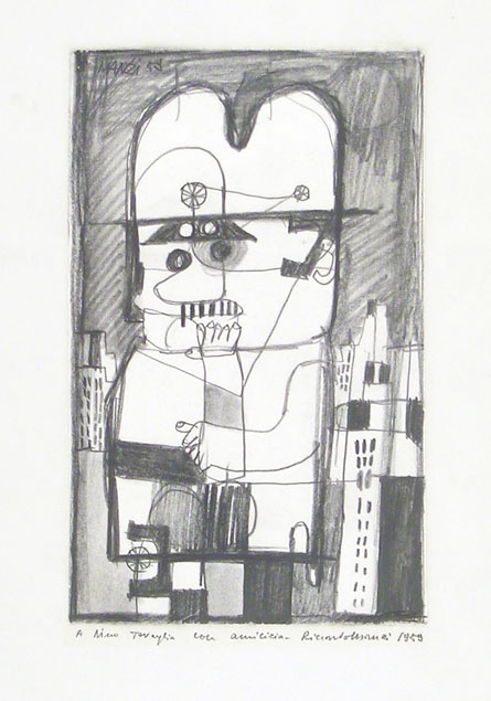 Riccardo Manzi, standing man in urban landscape